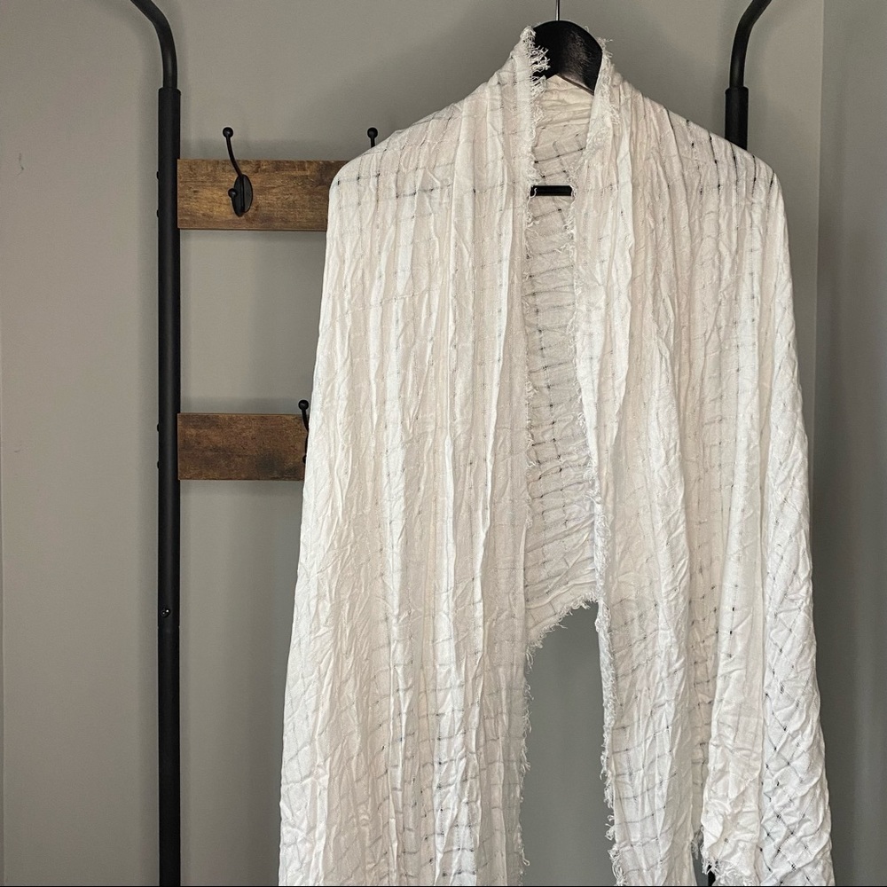 DKNY Lightweight Open Weave Oversize Scarf, One Size, White.